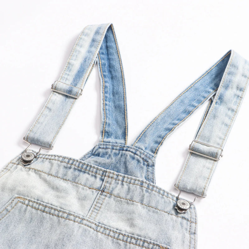 Men's Snow Washed Ripped Denim Bib Overalls Distressed Jumpsuits Coveralls Jeans