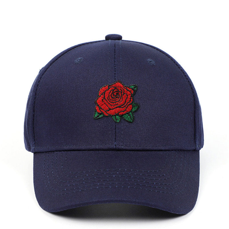 Embroidery Rose Flower Adjustable Baseball Caps Men Women Snapback Hats Casual Visor Sun Hats Street