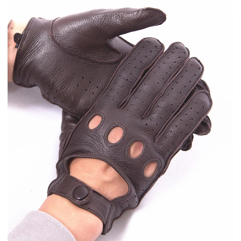 Gloves Male Real Leather Locomotive Driving Gloves Men Bent fingers Design More Comfortable