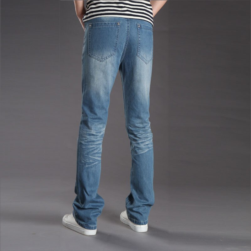 Men Micro-Horn Blue jeans version of the tide Slim trumpet Biker jeans