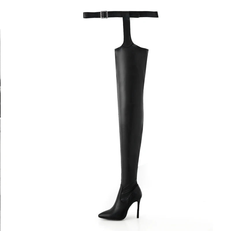 Strap Thin High Heels Women Boots Over The Knee Booties Pointed Toe Female Shoes