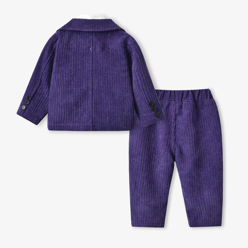 Purple Children Suit Long Sleeve Toddler Boy ClothesKits Wedding Birthday Wear