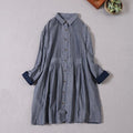 Female Linen Double Yarn Loose Long-sleeved Dress Spring Midi Dress