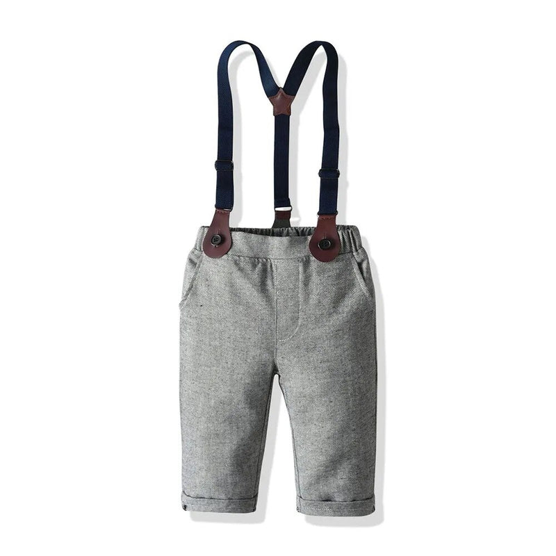 Children Boy Clothes Outfits Shirt Coat Pants Suit Solid Grey Baby Boy Gentleman Set