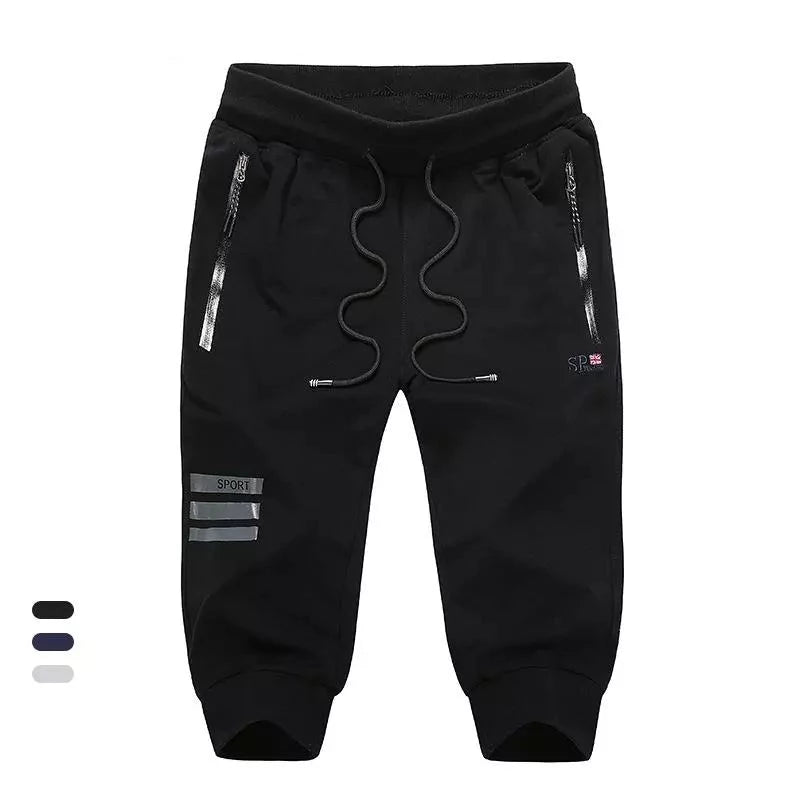 Men's Length Pants Solid Casual Stretch Cropped Pants Men Jogging Pants