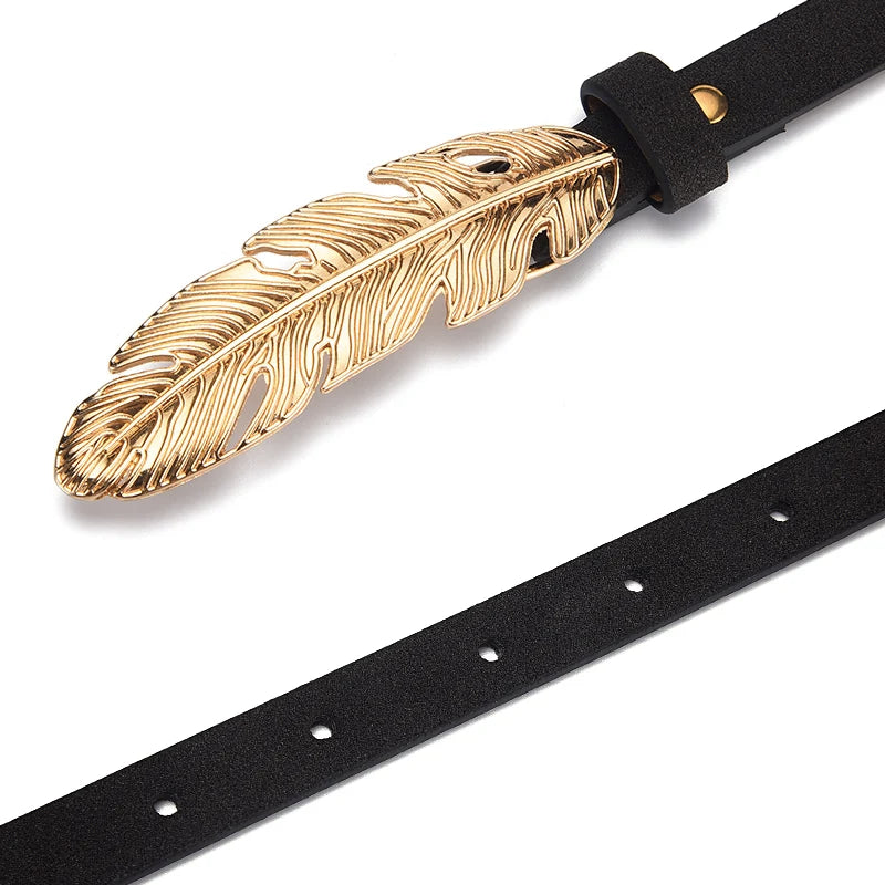 Dress Belt Female Gold Leaf Long Buckle Luxury Waist Trousers Belts Designers