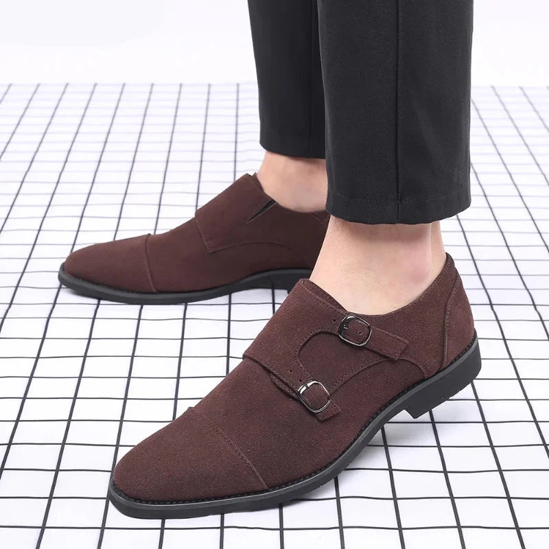 Men Dress Shoes Loafers Formal Double Monk Strap Shoes Wedding Dress Oxford Slip on Shoes for Men