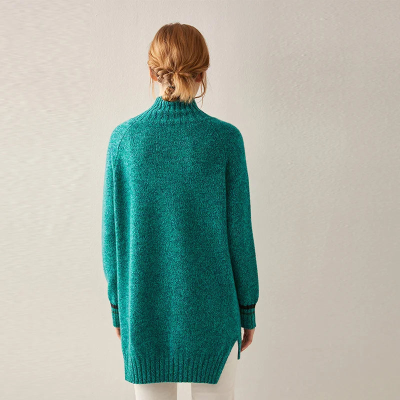 Cashmere turtleneck oversize long Women pullovers winter warm Sweater