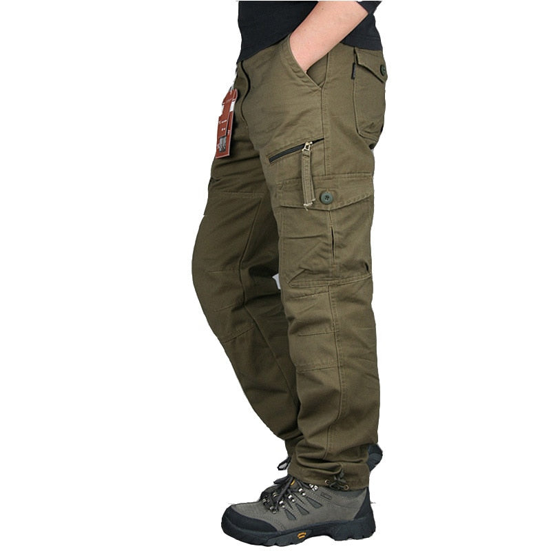 Cargo Pants Men Cotton Tactical Multi-Pocket Overalls Male Combat Loose Trousers Military Work Straight Joggers