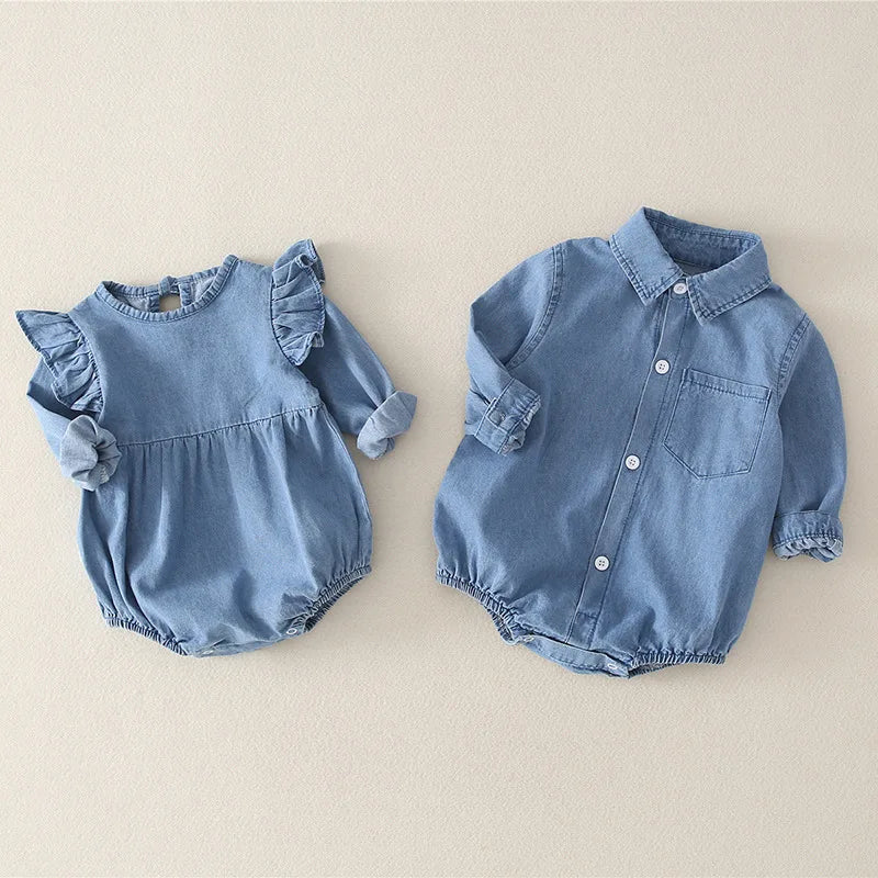 Baby Clothing Newborn Baby Boys Denim Bodysuits Jumpsuit Outfits Sunsuit Baby Girls Clothes 0-24M