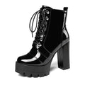 Heeled Female Patent Leather Boots Women Short Boots Gothic Women Shoes