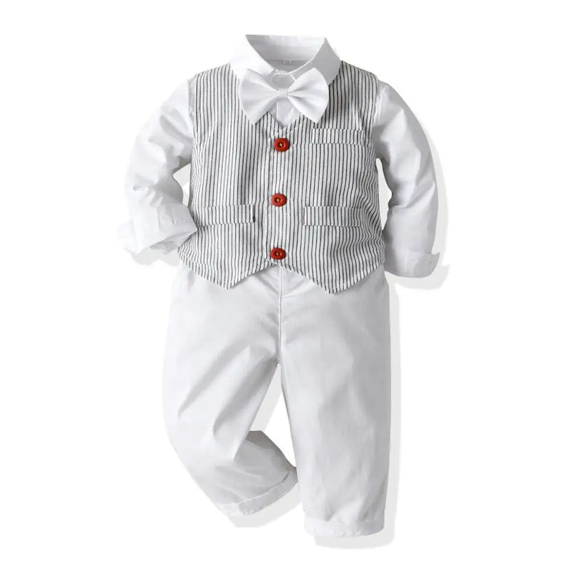 Wedding Birthday Party Clothes Christmas Children Shirt Overalls Suit Boy Gentleman Romper Baby Boys Jumpsuits Kids Clothing Set