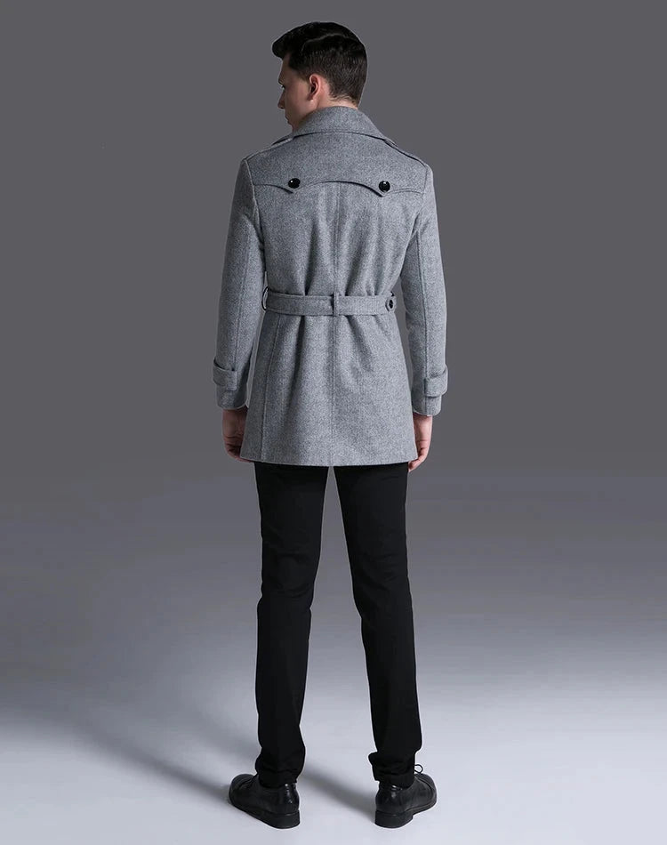 Wool Men Coat British Medium Length Solid Woolen Men Trench Coats Luxury Long Causal Man Coats