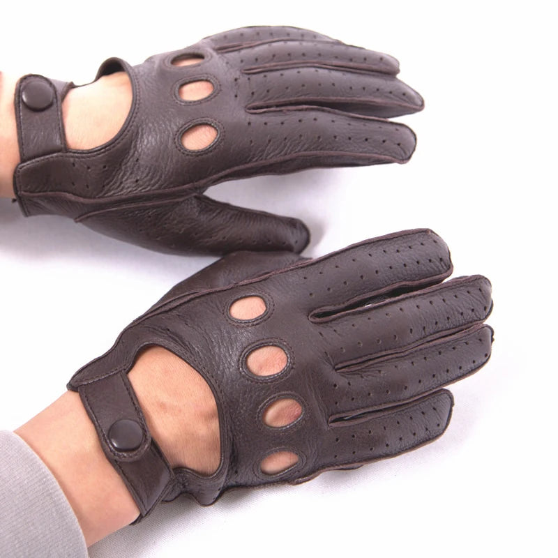 Gloves Male Real Leather Locomotive Driving Gloves Men Bent fingers Design More Comfortable