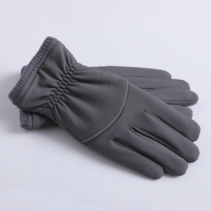 Winter Thermal Gloves Men Motorcycle Touchscreen Anti-Wind And Cold Thicken Plus Velvet Driving Reflective Gloves