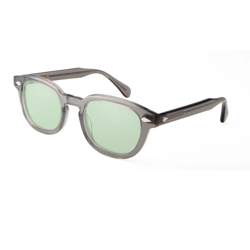 Crystal Gray Acetate Sunglasses Green Tinted Sun Glasses For Men Women Retro Round  UV400