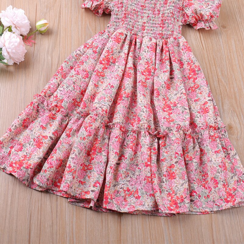 Baby Girl Summer Bohemia Dot Flower Dress Children Girl Beach Wear Dresses