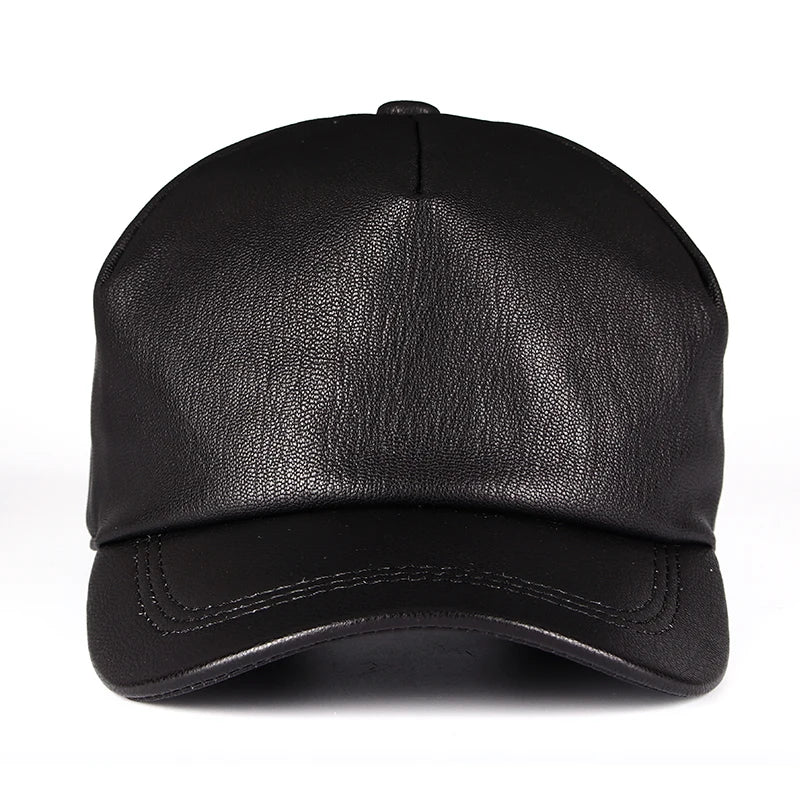 man genuine leather cap hat male winter army military baseball caps hats black brown