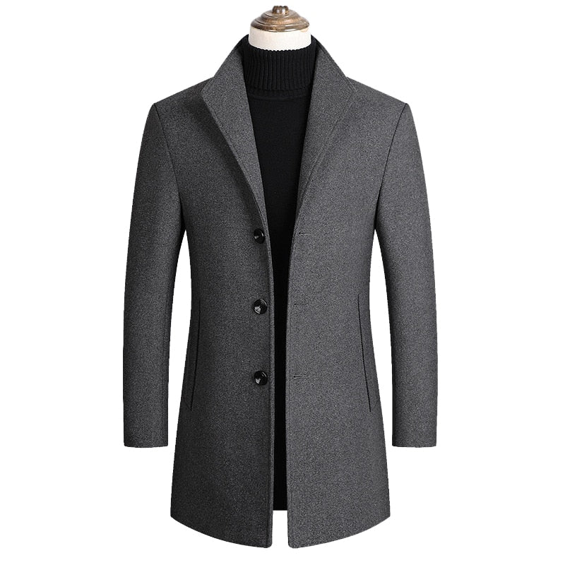 Men Wool Blends Coats Autumn Winter Solid Men Wool Jacket Smart Casual Male Turn Down Collar Coats Clothing