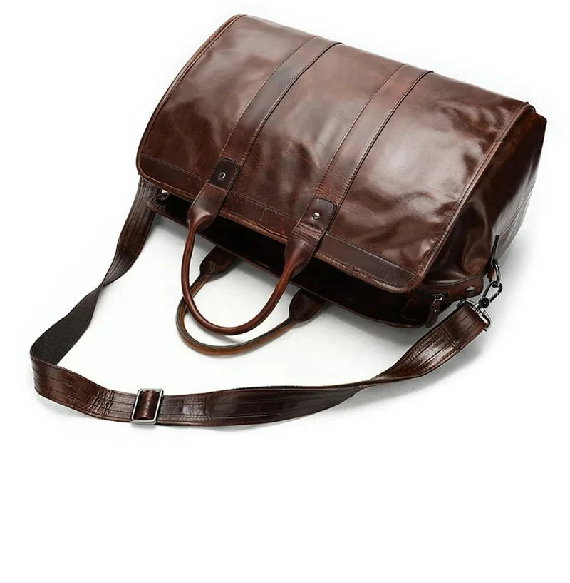 Genuine Leather Travel Bag Man Women Travel Tote Duffle Bag Hand Luggage