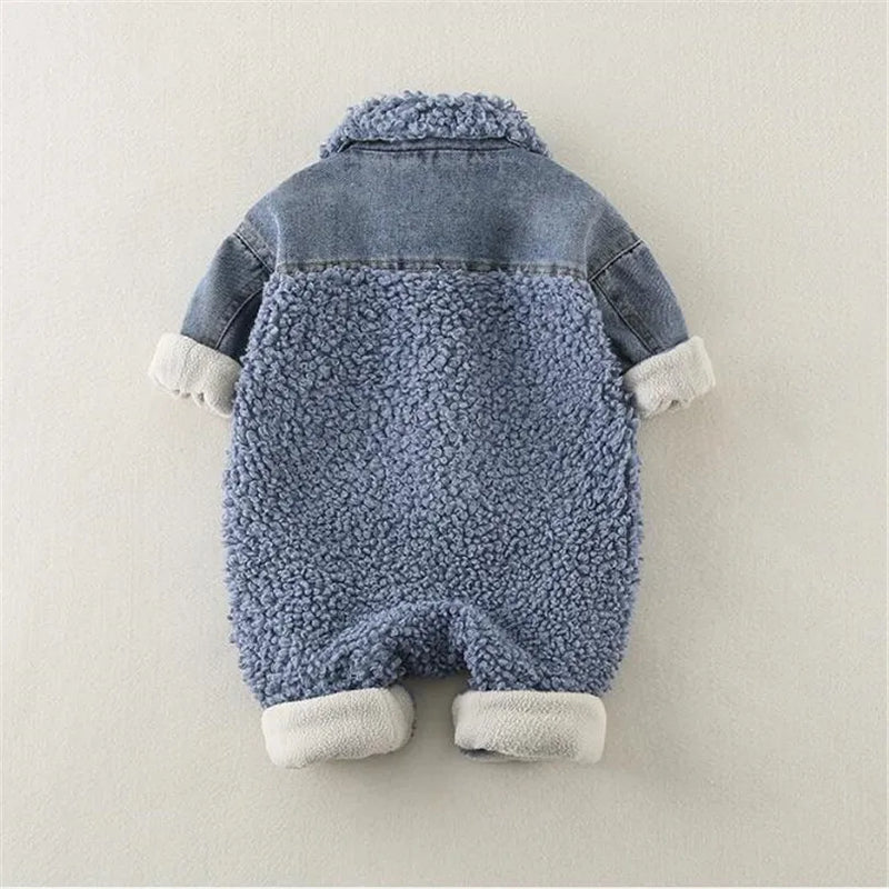 Winter Baby Romper Newborn Denim Baby Snowsuit Jumpsuits Thick Warm Baby Boys Romper