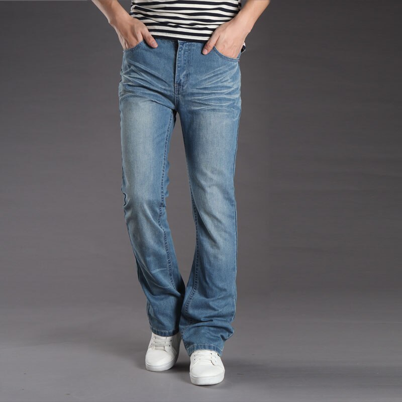 Men Micro-Horn Blue jeans version of the tide Slim trumpet Biker jeans