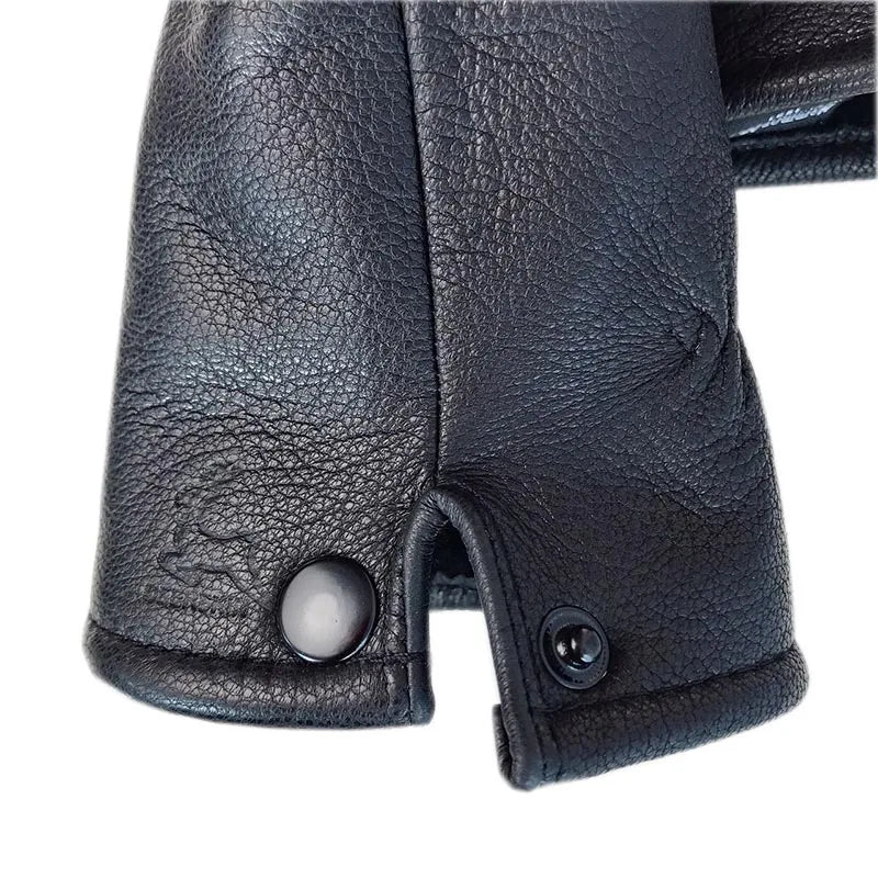 Winter Men's Real Wool Thick Deerskin Gloves Men's Classic Wool Gloves Boys Genuine Leather