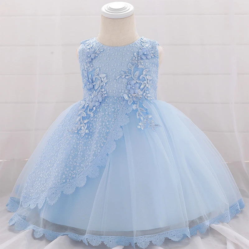 Christmas Celebration Christening First Birthday Dress Baby Girl Party Flower Toddler Infant Princess Clothes