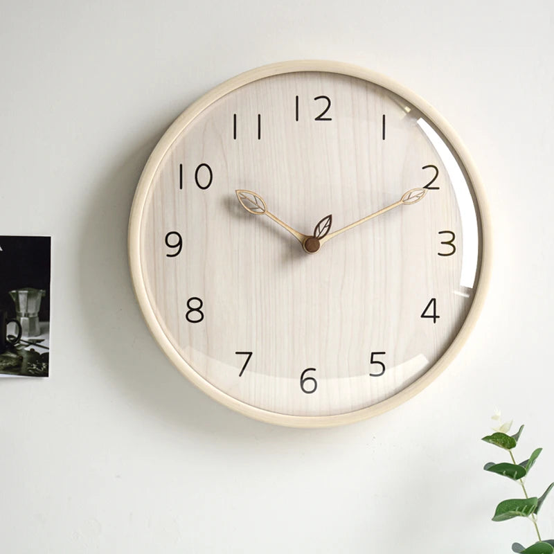 Solid wood wall clock modern minimalist living room home silent clock personality creative Nordic clock