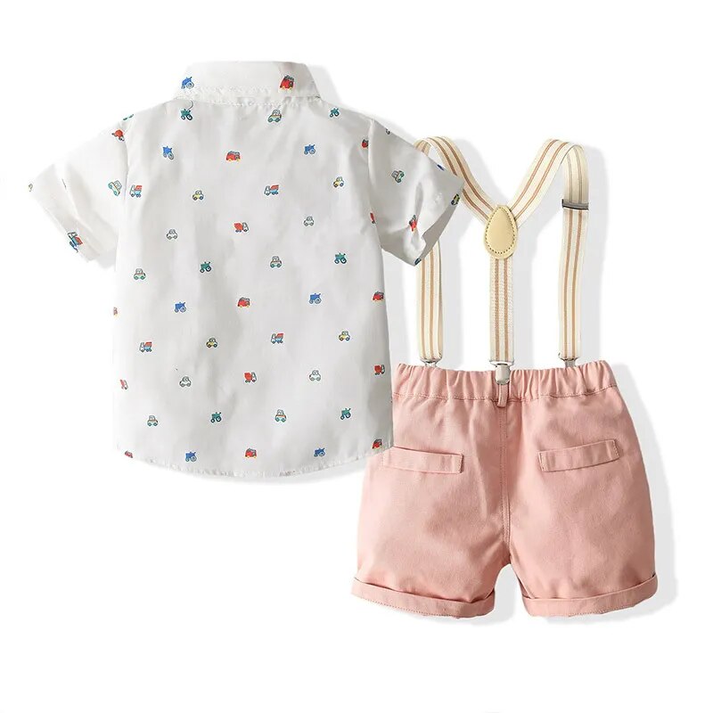 Baby Boy Set Toddler Kids Clothes Children Short Sleeve Shirt Suspender Bow Tie Shorts Kids Casual Suits