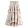 Autumn Pleated Skirt High Waist Irregular Hem Flouncing Women Long Skirts Saia Women White Skirts