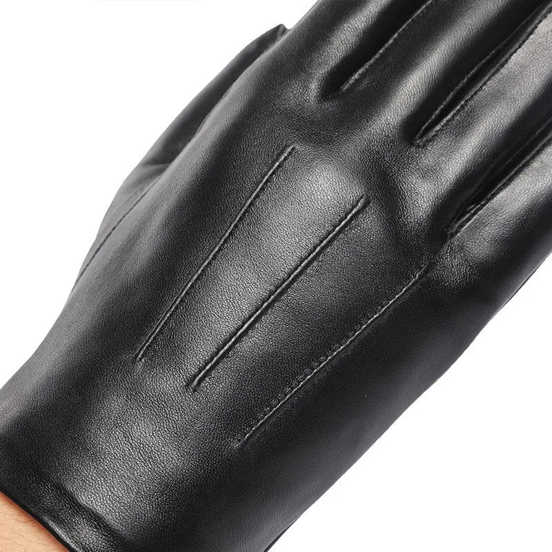 Gloves for Men Genuine Leather Touch Screen Male's Mittens Winter Warm Full Finger