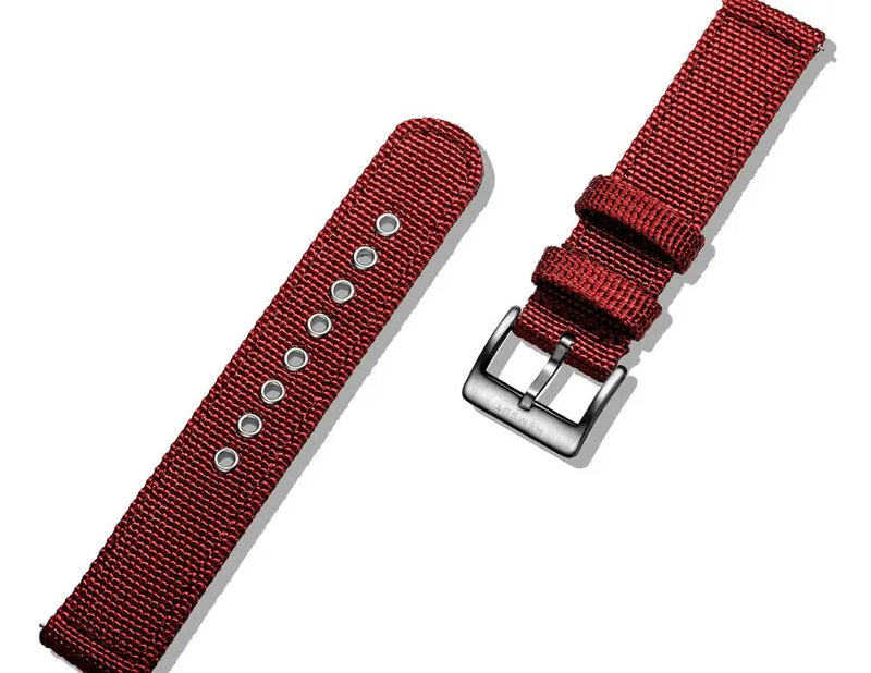 Canvas Watch Bands Red Quick Release Watch Straps and Heavy Duty Brushed Buckle