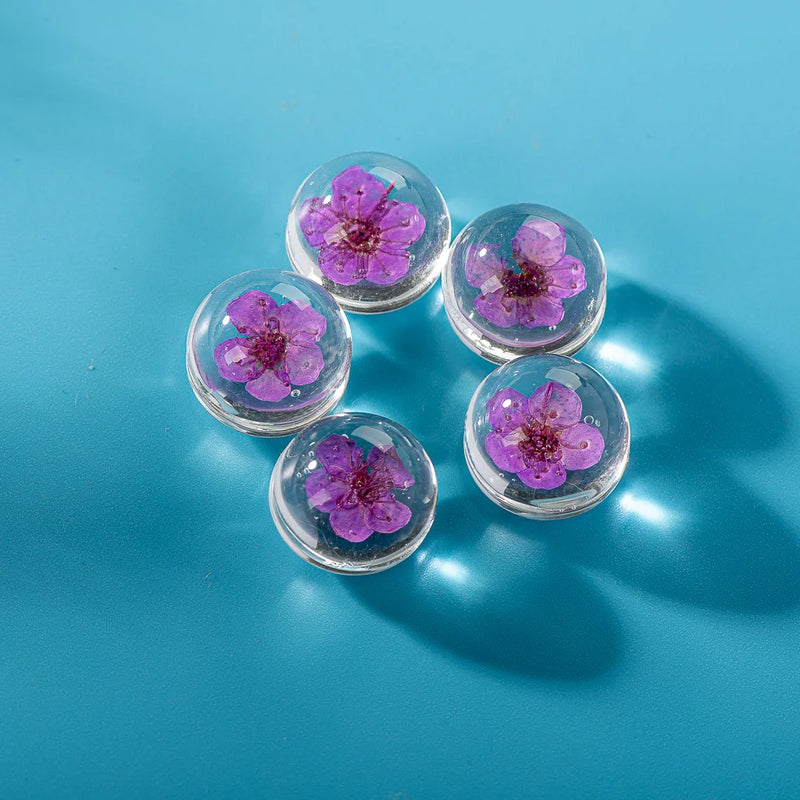 15mm-16mm 5pcs No-Hook Glass Ball And Flowers For DIY Earrings Bracelet Choker Necklace Jewelry Making Beads