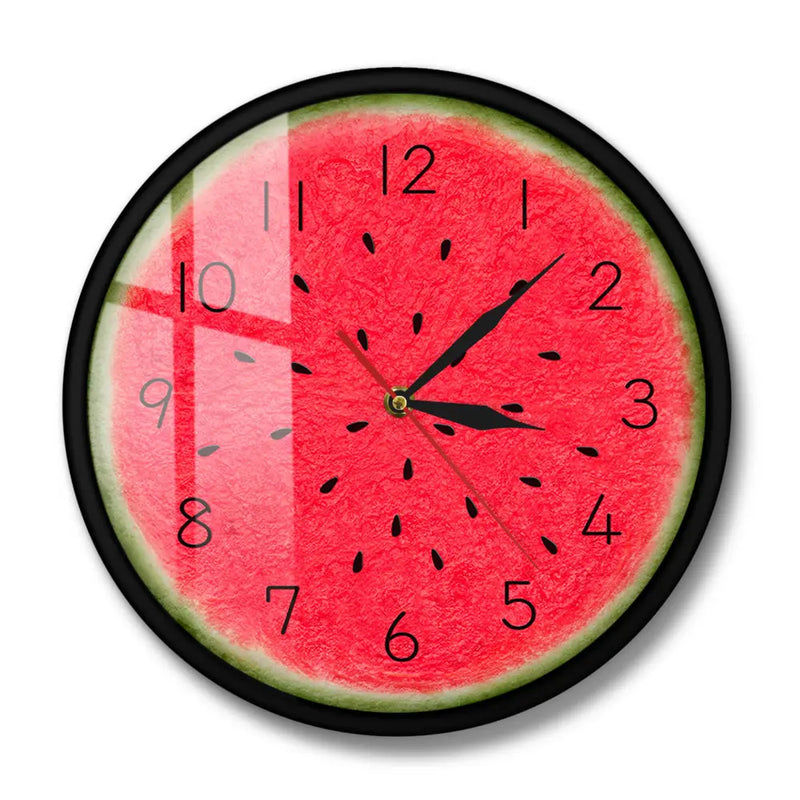 Summer Time Watermelon Modern Wall Clock Wall Art Decor Fruit Style Silent Quartz Round Wall Clock