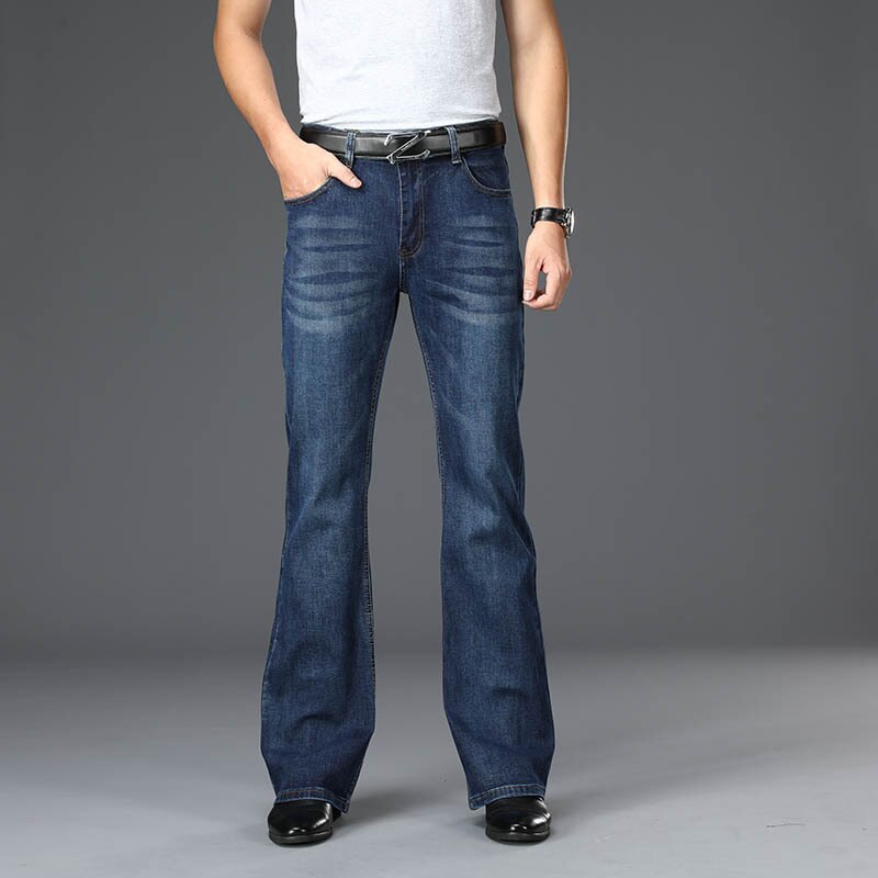 Mens Flared Jeans Boot Cut Leg Flared Male Designer Classic Denim Jeans High Waist Stretch Loose Flared Denim Jeans