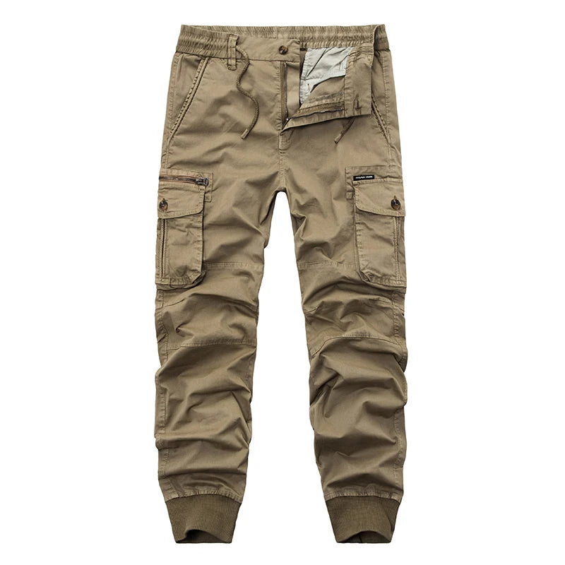 Casual Joggers Solid Pants Men Cotton  Elastic Trousers Military Style Army Cargo Pants