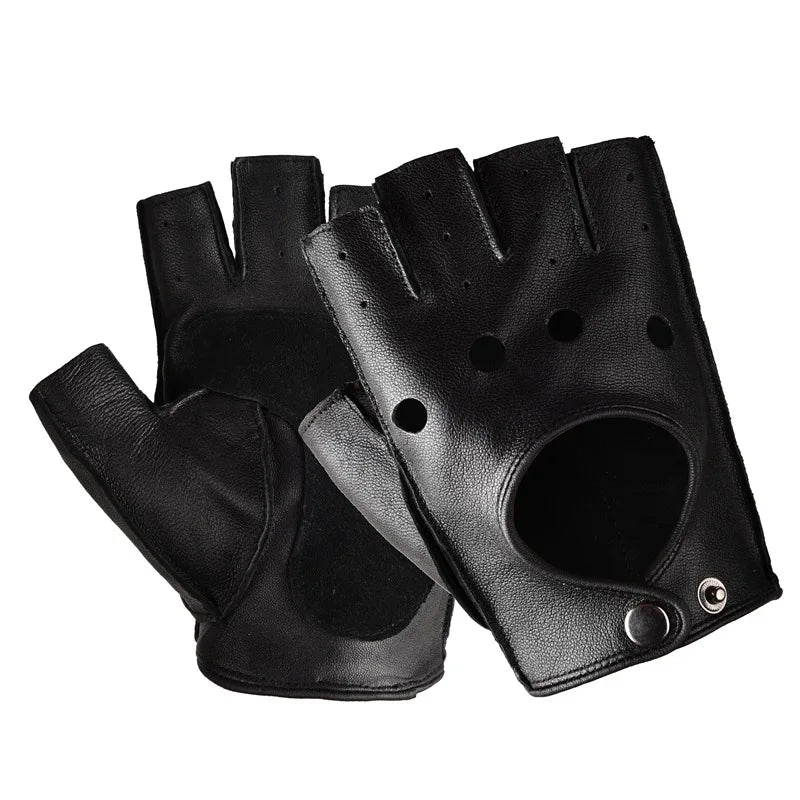 Men Genuine Leather Half Finger Cycling Mitten Summer Sunscreen Thin Section Breathable Glove