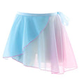 Womens Lace-up Ballet Mini Skirts Gradient Chiffon Wrap Skirt Ballet Dance Training Gymnastics Performance Asymmetric Miniskirt