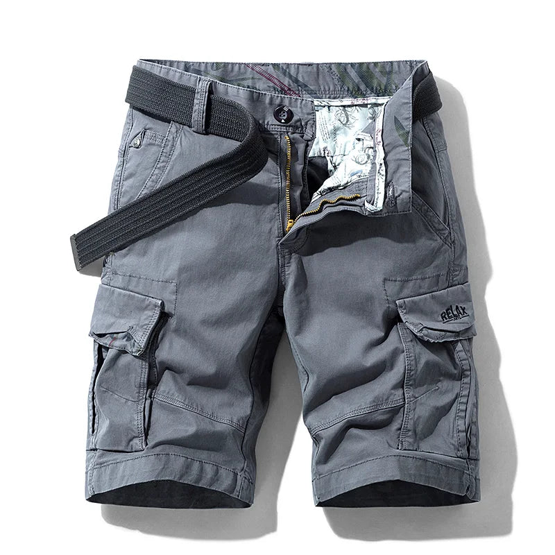 Cargo Shorts Men Spring Summer Breeches Cotton Bermuda Solid Denim Casual Multi-Pocket Pants Clothing Men’s Cargo Short