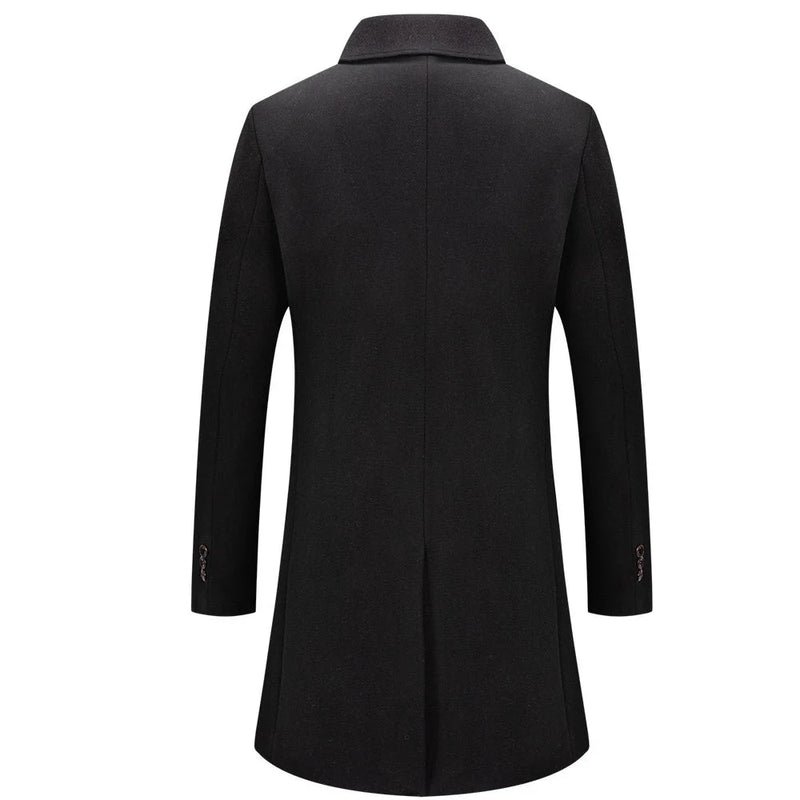 Woolen Coats For Men Solid Colour Jackets Wool Fitness Long Cotton Trench Soft