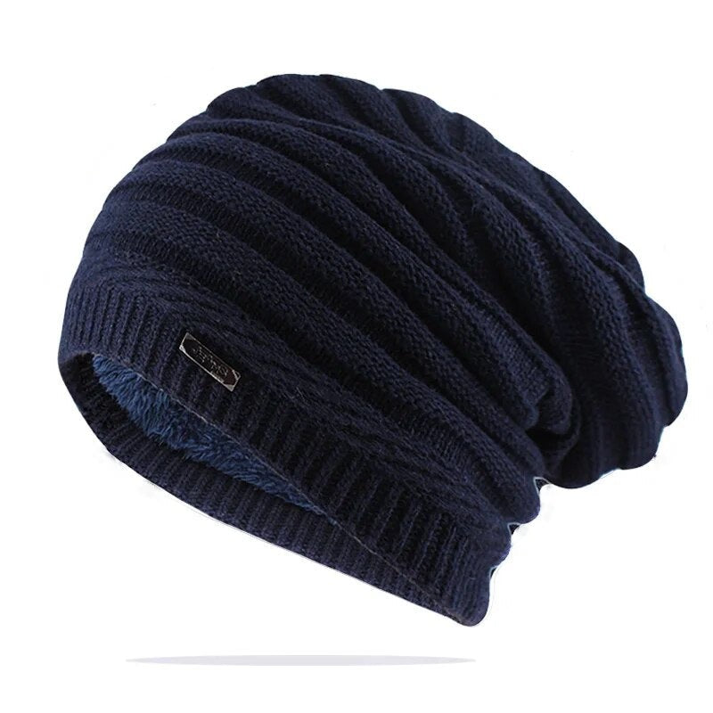 Winter Hat Men Solid Knitting Wool Beanies Winter Warm Comfortable Hat Outdoor Accessories Thick Bone