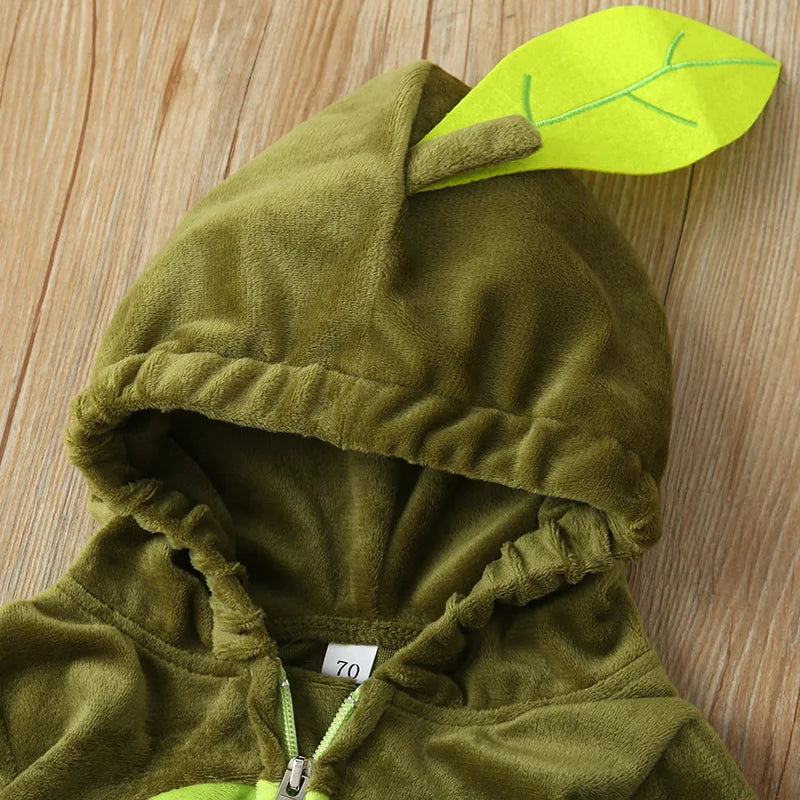 Autumn 6-24M Infant Kids Baby Boys Girls Cute Costume Hooded Leaf Bodysuit Long Sleeve Jumpsuit Clothes