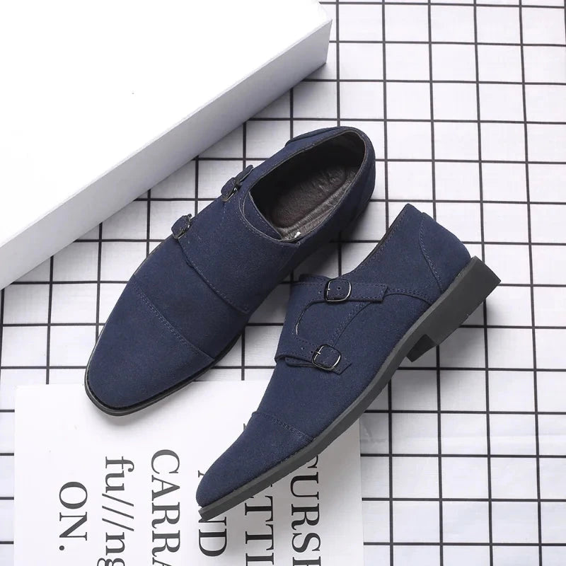 Men Dress Shoes Loafers Formal Double Monk Strap Shoes Wedding Dress Oxford Slip on Shoes for Men