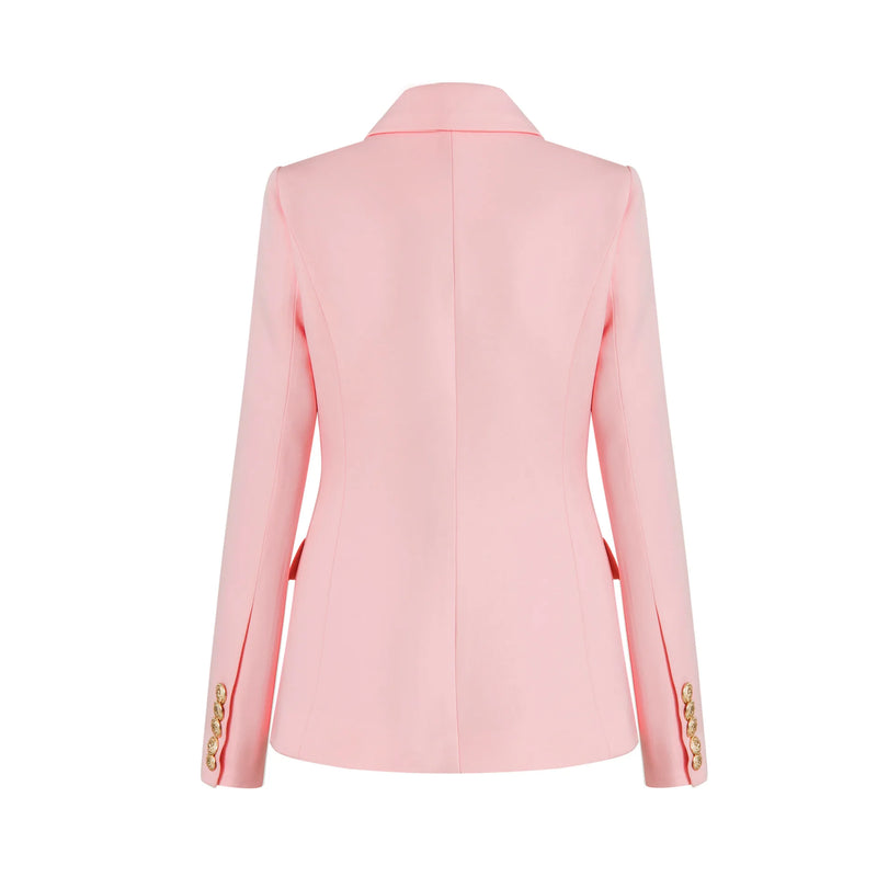 Autumn European Long Sleeve Classic Designer Buttons Lady Jackets Suit Women Pink Blazer