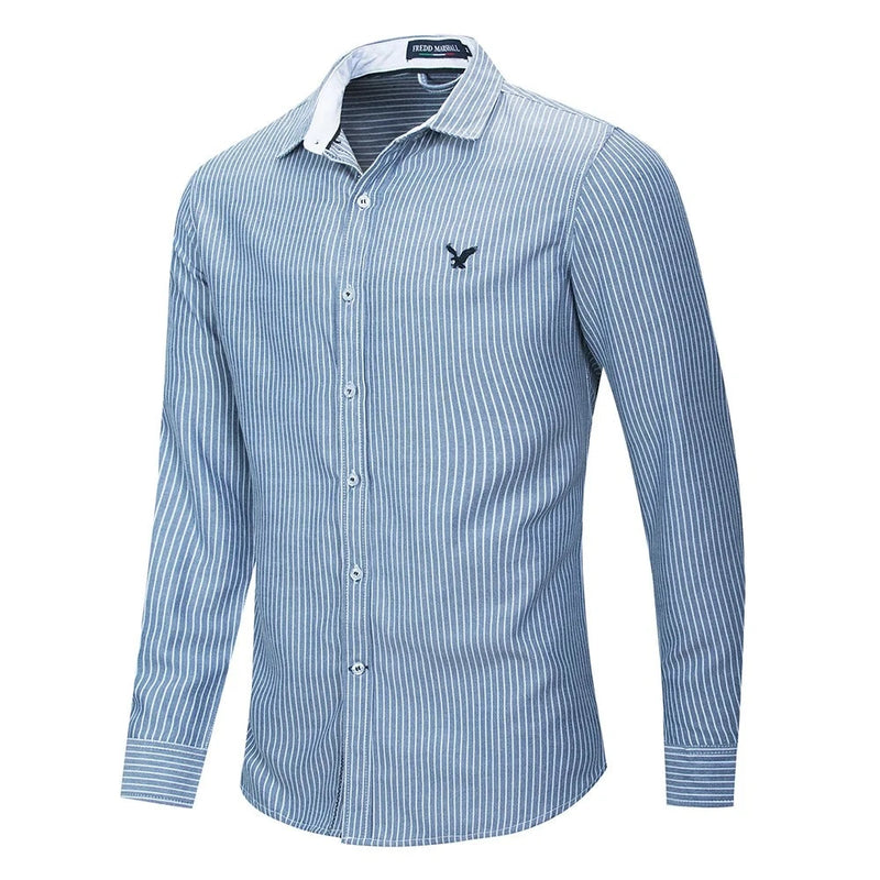 Striped Shirt Men Casual Brand Long Sleeve Shirts Male Embroidery Shirts