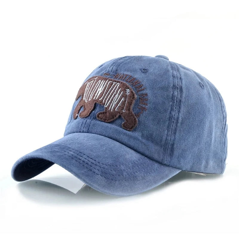 Patch bear pattern Baseball Caps men Washed denim cotton snapback cap women Sun visor hat trucker bone Unisex