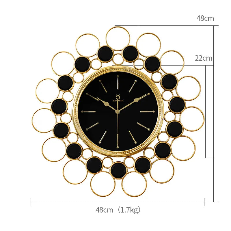 Nordic Light Luxury Copper Plated Wall Clock Living Room Modern Home Art Silent Atmospheric Clock