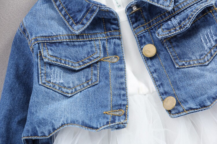 Spring Autumn Infant Baby Girls Clothes Sets Princess Denim Jacket + Dress 2Pcs Set Toddler kids Long Sleeve Outfit Suits