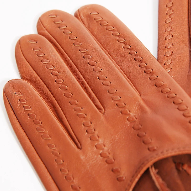 Retro Gloves Male Leather Gloves Thin Breathable Short Spring Autumn Men Driving Gloves